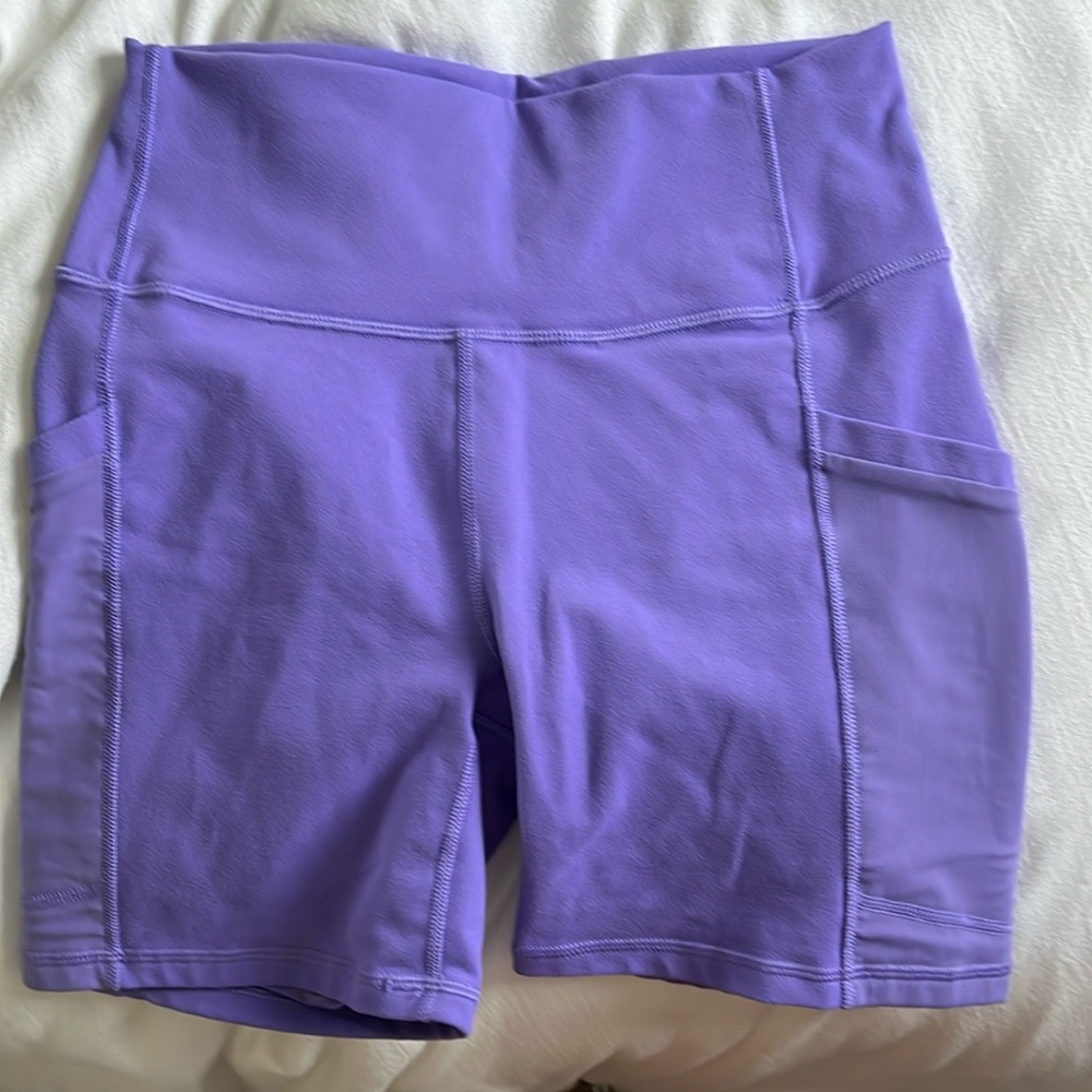 Purple fabletics biker shorts